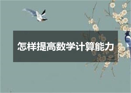 怎样提高数学计算能力