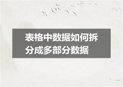 表格中数据如何拆分成多部分数据