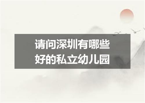 请问深圳有哪些好的私立幼儿园