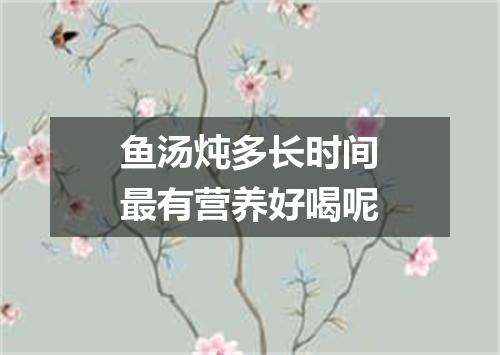 鱼汤炖多长时间最有营养好喝呢
