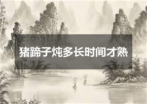 猪蹄子炖多长时间才熟