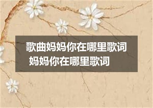 歌曲妈妈你在哪里歌词 妈妈你在哪里歌词