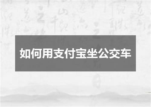 如何用支付宝坐公交车