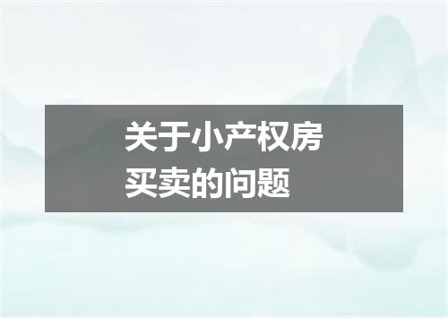 关于小产权房买卖的问题