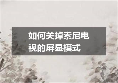 如何关掉索尼电视的屏显模式