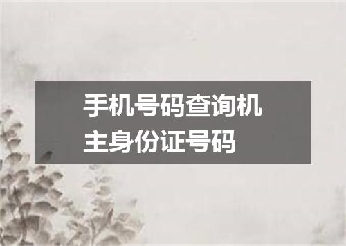 手机号码查询机主身份证号码