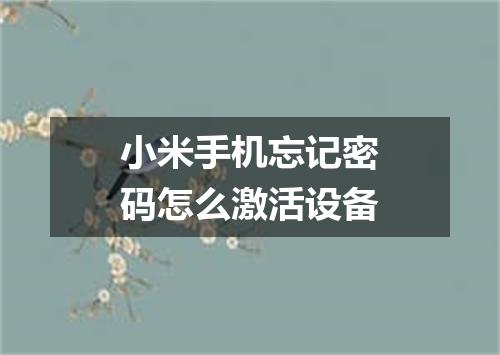 小米手机忘记密码怎么激活设备