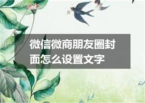 微信微商朋友圈封面怎么设置文字
