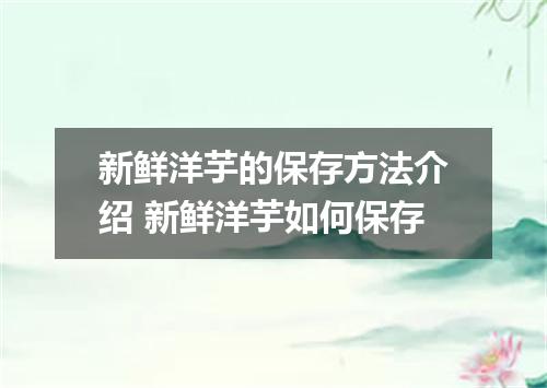 新鲜洋芋的保存方法介绍 新鲜洋芋如何保存