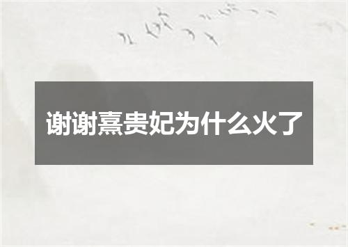 谢谢熹贵妃为什么火了