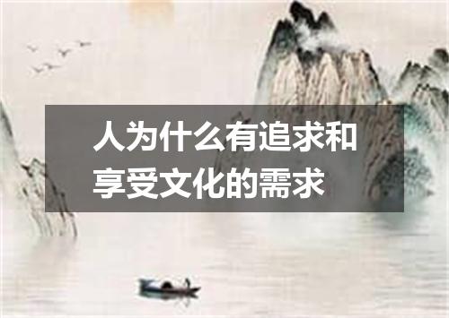 人为什么有追求和享受文化的需求