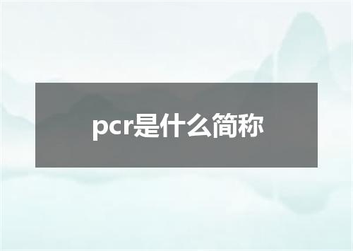 pcr是什么简称