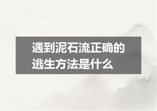 遇到泥石流正确的逃生方法是什么