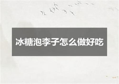 冰糖泡李子怎么做好吃