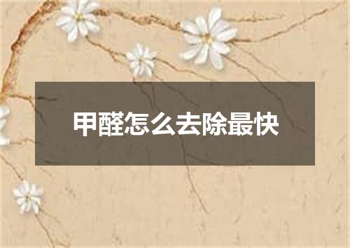 甲醛怎么去除最快