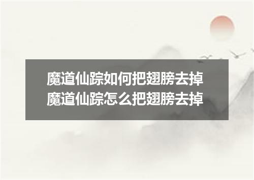 魔道仙踪如何把翅膀去掉 魔道仙踪怎么把翅膀去掉