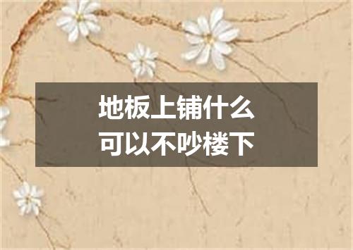 地板上铺什么可以不吵楼下