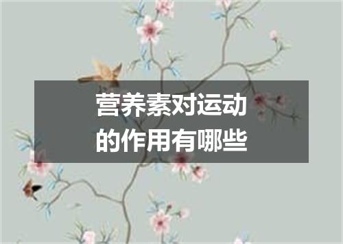 营养素对运动的作用有哪些