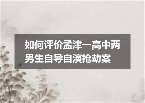 如何评价孟津一高中两男生自导自演抢劫案