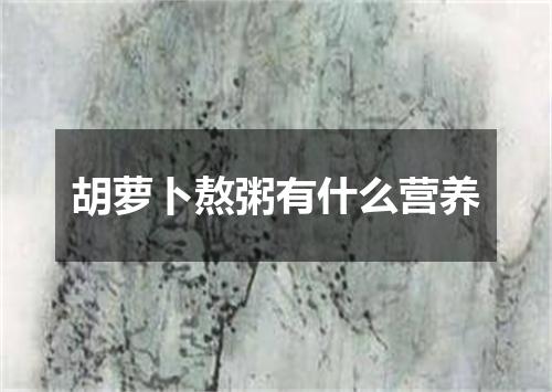 胡萝卜熬粥有什么营养