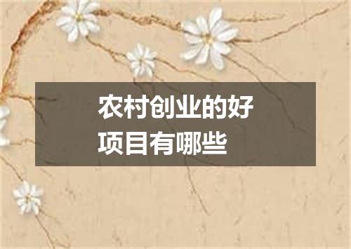 农村创业的好项目有哪些