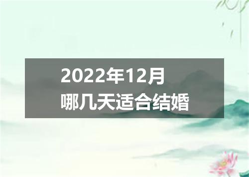 2022年12月哪几天适合结婚