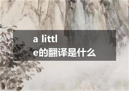 a little的翻译是什么
