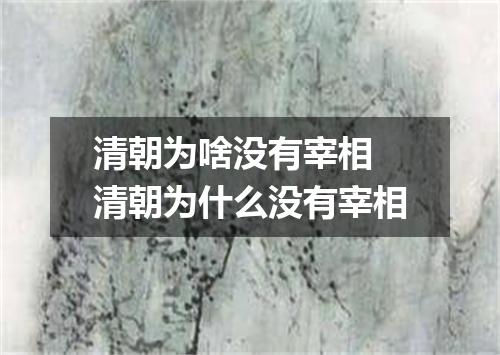 清朝为啥没有宰相 清朝为什么没有宰相