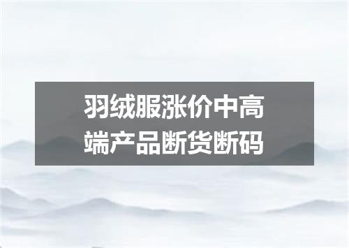 羽绒服涨价中高端产品断货断码