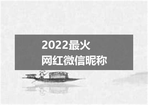 2022最火网红微信昵称