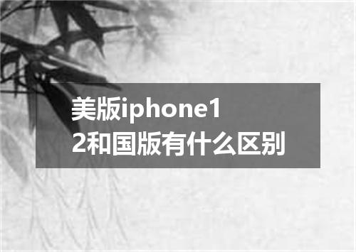 美版iphone12和国版有什么区别