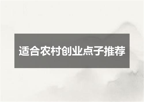 适合农村创业点子推荐