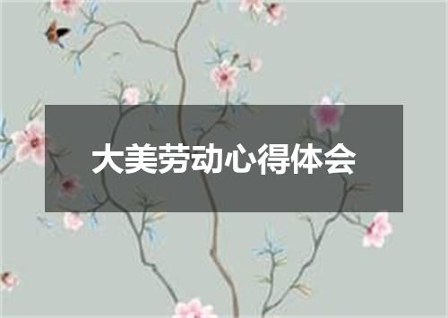 大美劳动心得体会