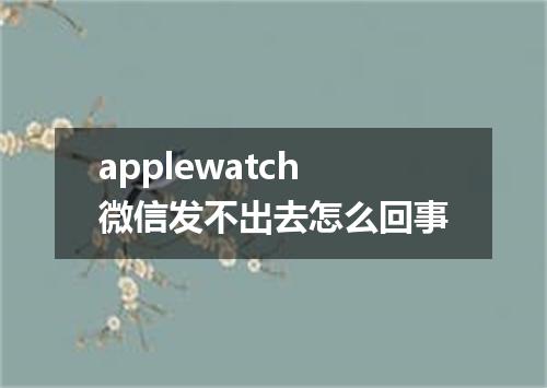 applewatch微信发不出去怎么回事