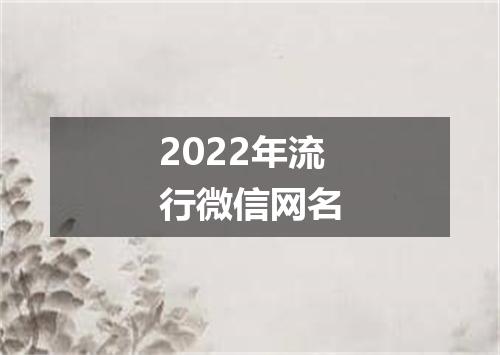 2022年流行微信网名