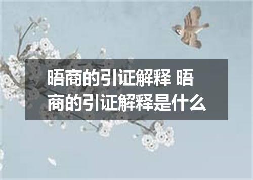 晤商的引证解释 晤商的引证解释是什么