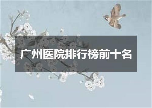 广州医院排行榜前十名