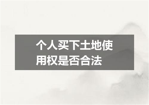 个人买下土地使用权是否合法