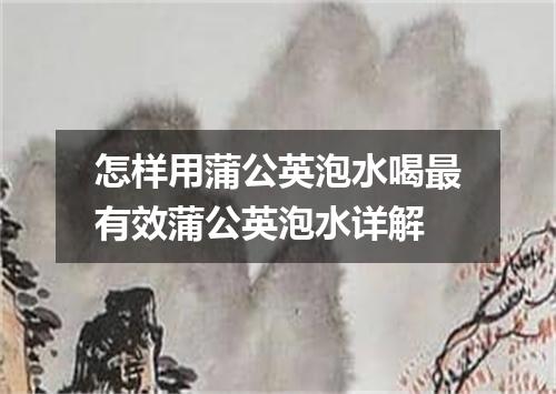 怎样用蒲公英泡水喝最有效蒲公英泡水详解