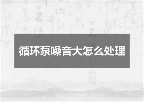 循环泵噪音大怎么处理