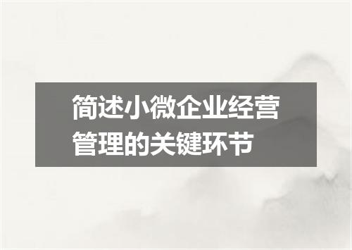简述小微企业经营管理的关键环节