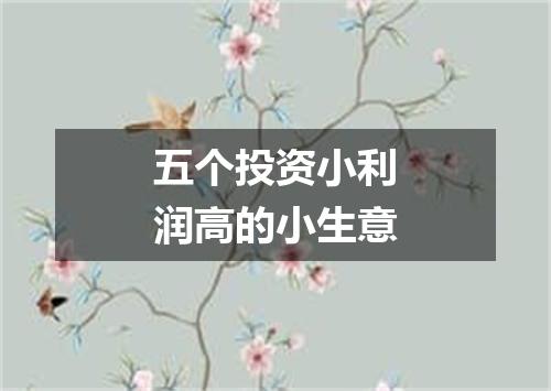 五个投资小利润高的小生意