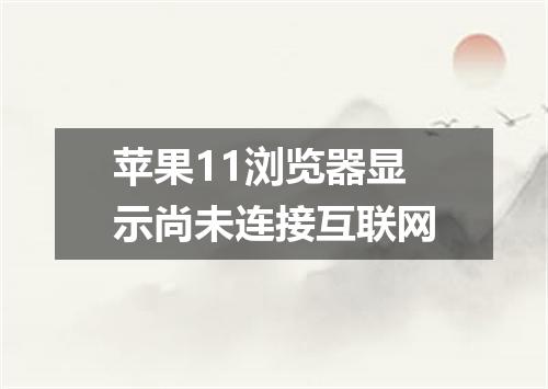 苹果11浏览器显示尚未连接互联网