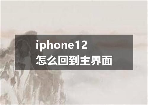 iphone12怎么回到主界面