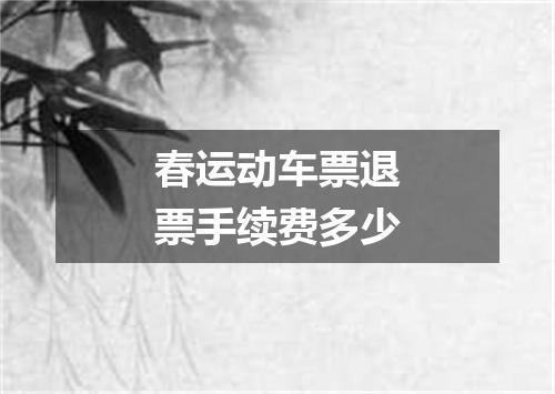 春运动车票退票手续费多少