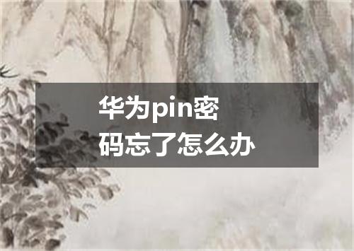华为pin密码忘了怎么办