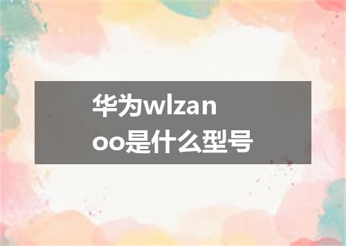 华为wlzanoo是什么型号