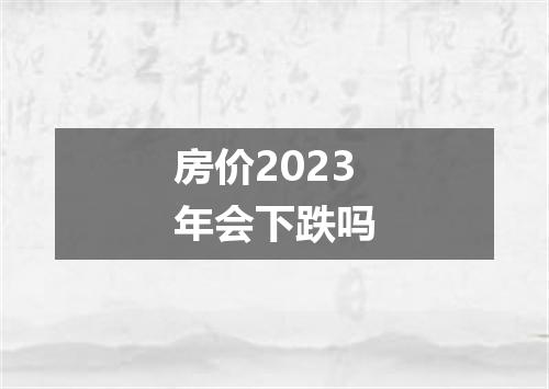 房价2023年会下跌吗