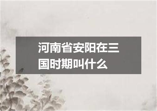 河南省安阳在三国时期叫什么