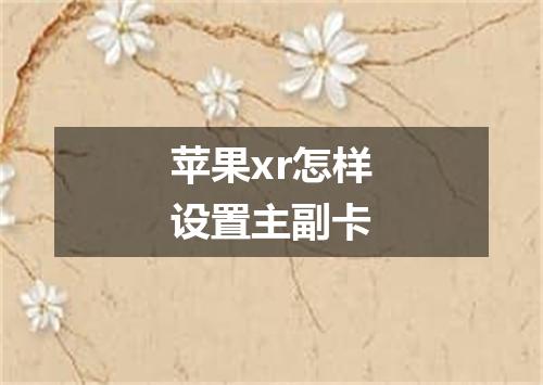 苹果xr怎样设置主副卡